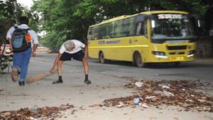 cleaning road