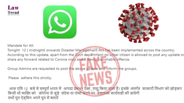 Whatsapp COVID Fake NEws law trend
