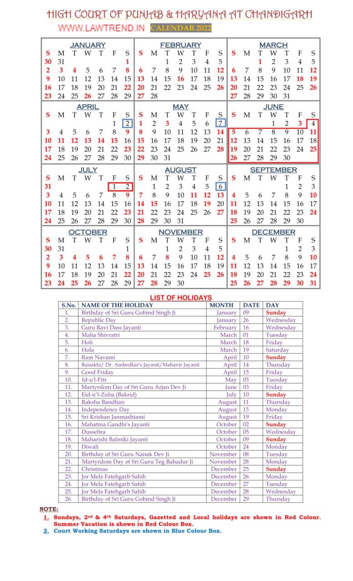 Calendar 2025 Haryana Government 