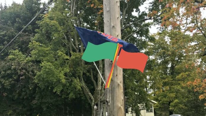 flags on post