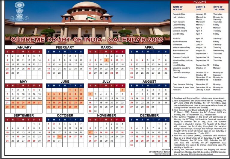 Download Supreme Court Calendar 2023 - Law Trend