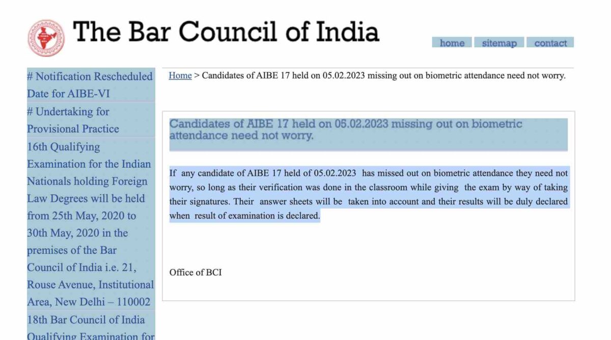 aibe 2023 clarification biometric