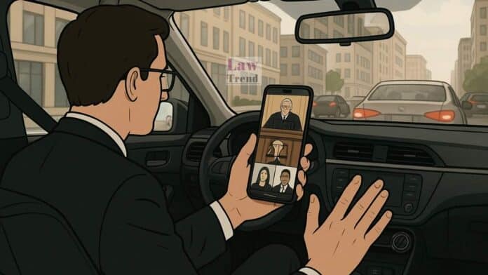 lawyer-virtual hearing from car